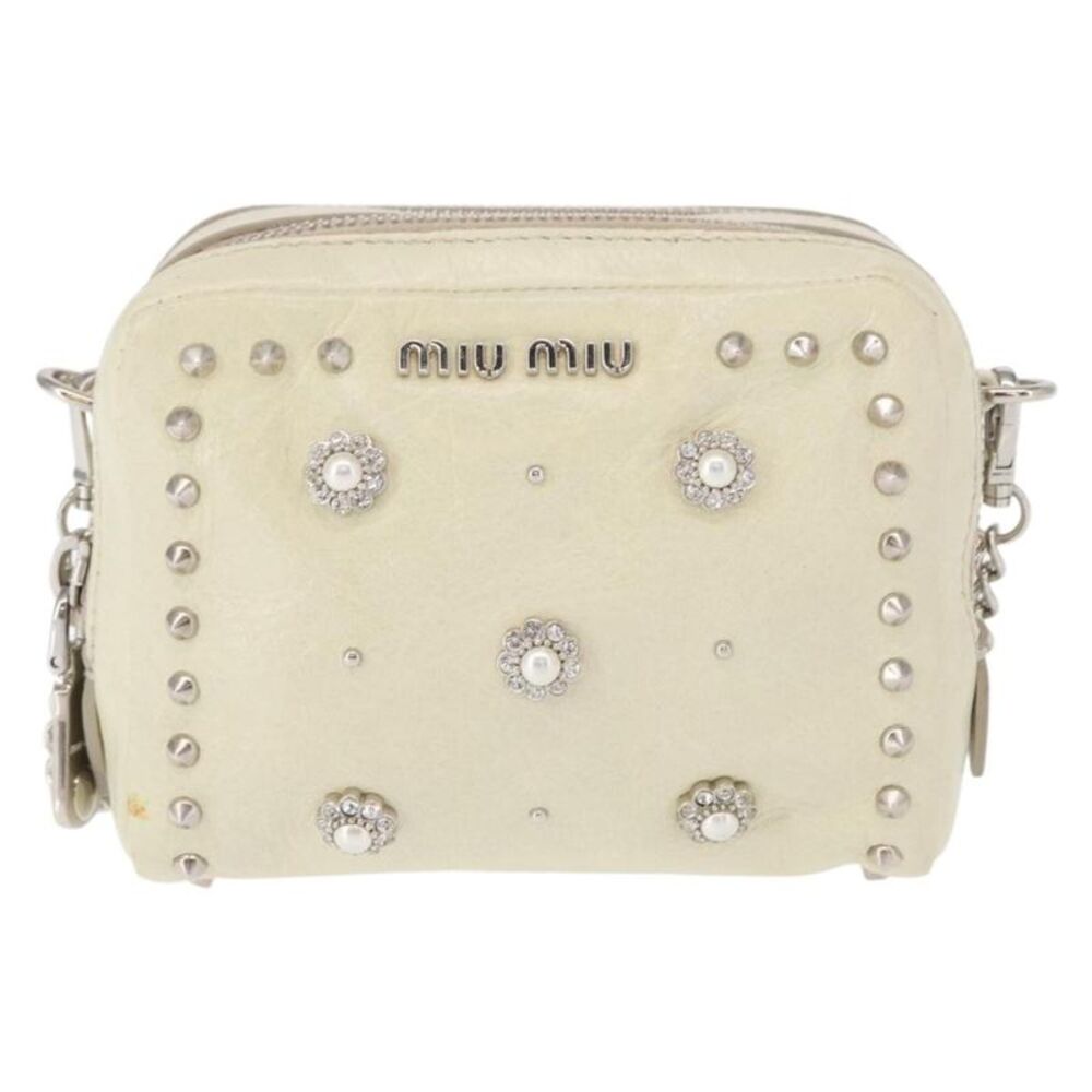 Miu Miu Chain Leather Ecru Leather Shoulder Bag Bag
